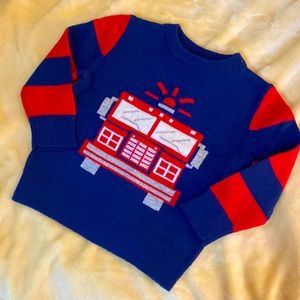 Baby GAP Cotton/Wool blend FIRETRUCK Crew Sweater in Deep Cobalt, 2 Yrs $34.95